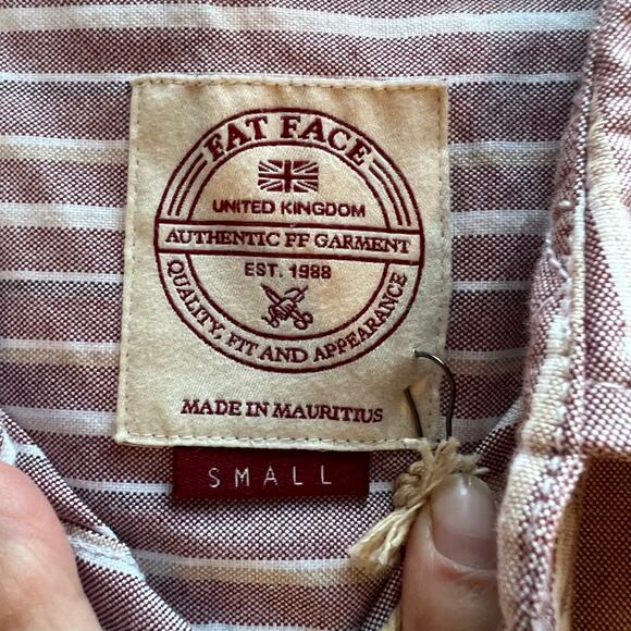 Fat Face Foss Stripe Button Up Shirt Men’s Size Small Red Bordeaux NWT *FLAW - Picture 9 of 15